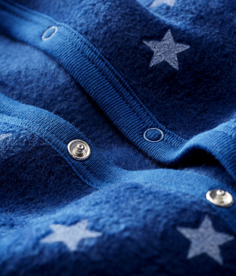Mono pijama con estrellas de beb&eacute; de tejido polar azul/blanco