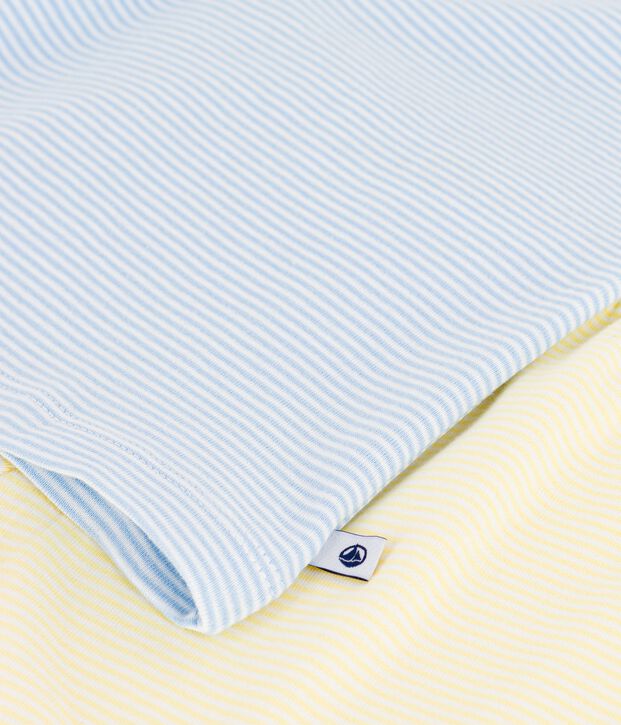 Pijama infantil corto de algod&oacute;n a rayas azul/multicolor