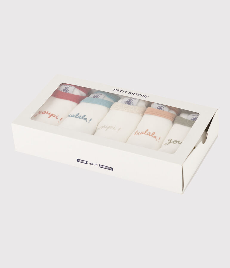 Juego de 5 bodis de manga corta de algod&oacute;n con inscripci&oacute;n youpi multicolor