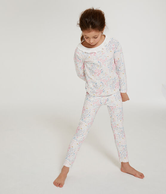 Pijama de tela túbica para niña blanco MARSHMALLOW/blanco MULTICO