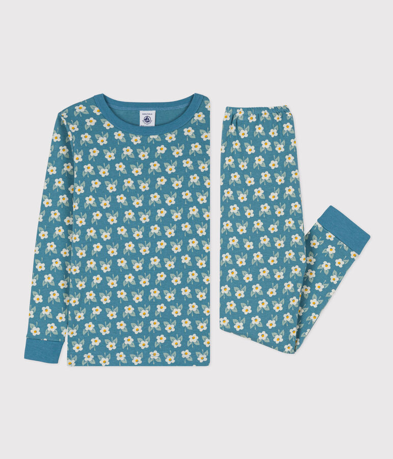 Pijama de algod&oacute;n ajustado para ni&ntilde;a azul/multicolor