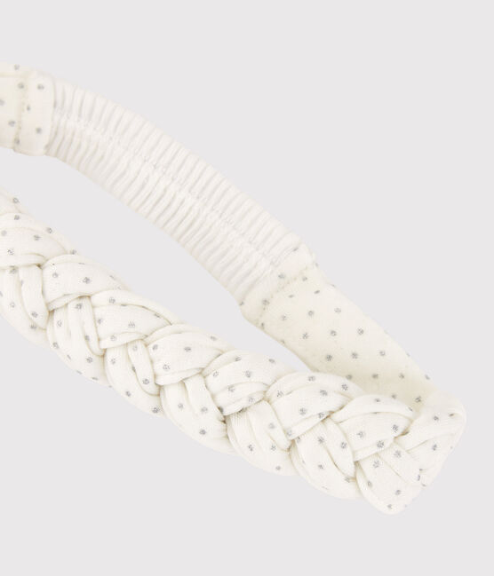 Diadema de algodón de bebé. blanco MARSHMALLOW/gris ARGENT