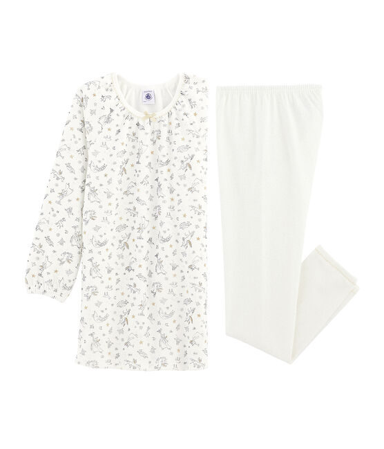 Camisón de terciopelo con «leggings» para niña pequeña blanco MARSHMALLOW/blanco MULTICO