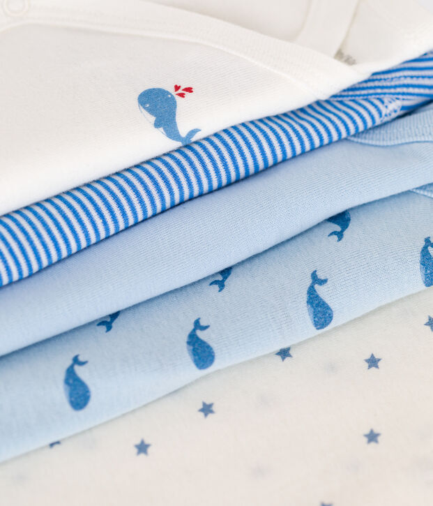 Juego de 5 bodis cruzados y estampados de manga larga de algod&oacute;n para beb&eacute; multicolor