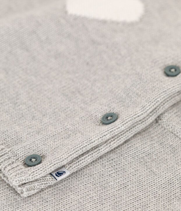 Conjunto de punto de lana y algod&oacute;n con motivo de coraz&oacute;n para beb&eacute; gris/blanco