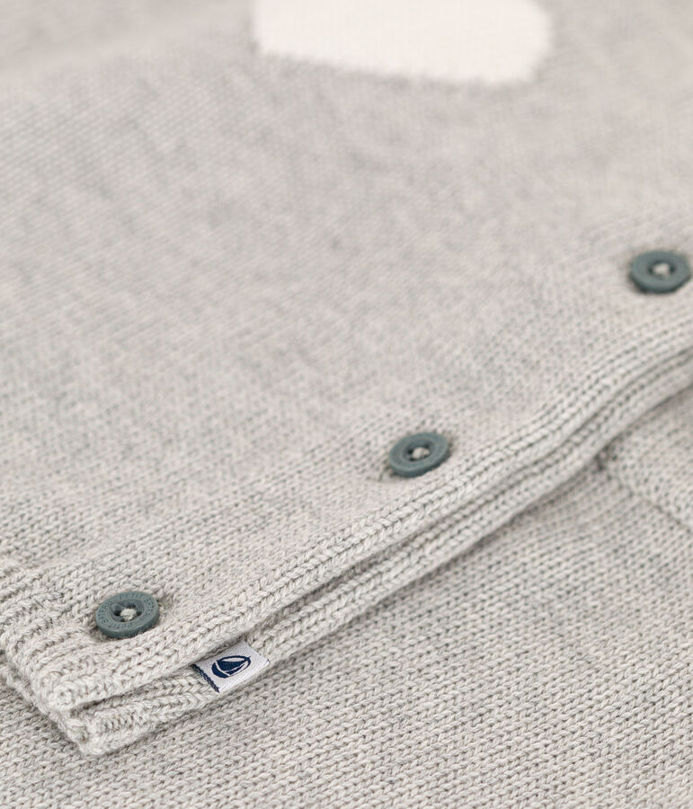 Conjunto de punto de lana y algod&oacute;n con motivo de coraz&oacute;n para beb&eacute; gris/blanco