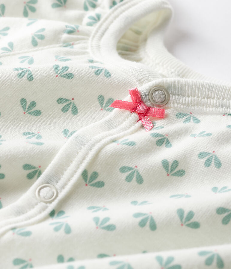 Pelele corto de punto para beb&eacute; de ni&ntilde;a blanco/multicolor