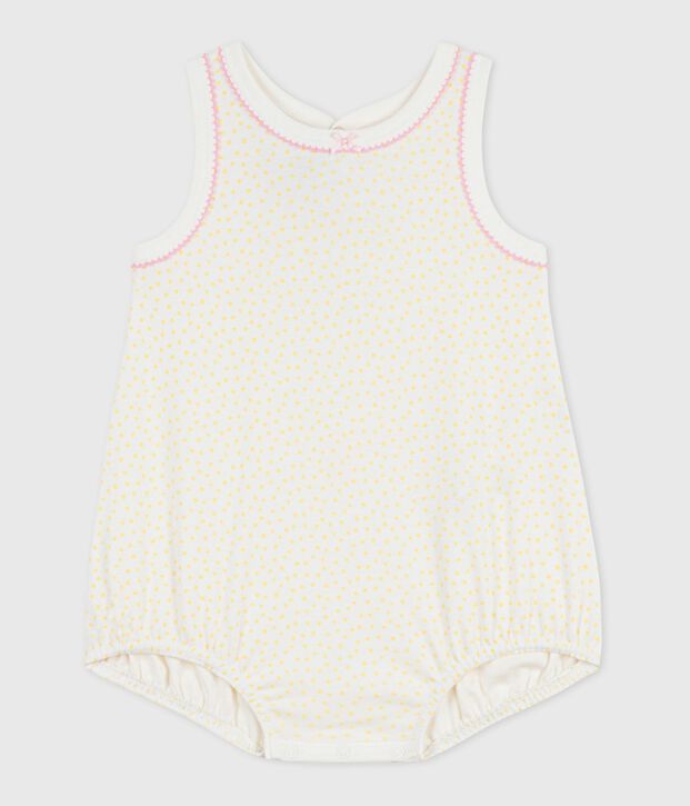 Mono corto sin mangas de algod&oacute;n para beb&eacute; amarillo/amarillo