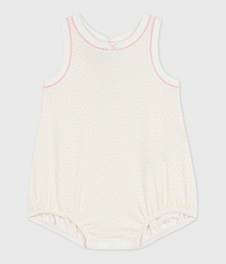 Mono corto sin mangas de algod&oacute;n para beb&eacute; amarillo/amarillo