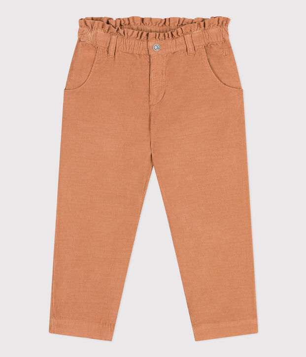Pantal&oacute;n recto de terciopelo para ni&ntilde;a rosa
