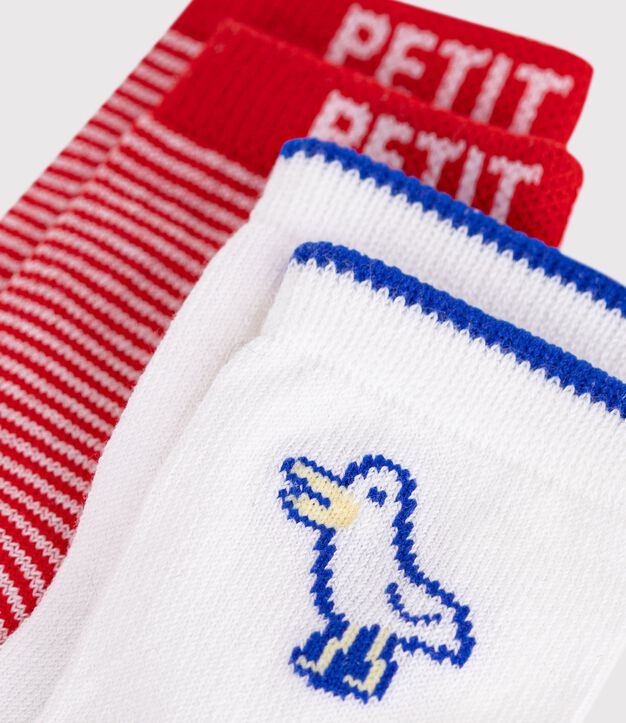 2 pares de calcetines de algod&oacute;n con gaviotas y rayas para beb&eacute; multicolor