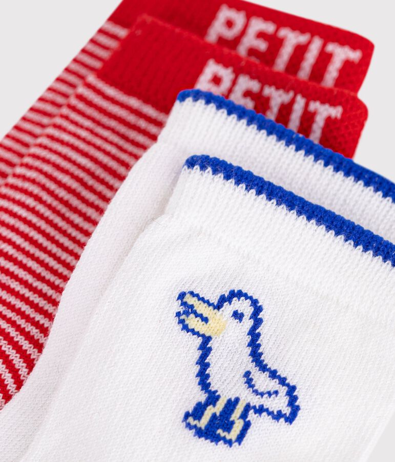 2 pares de calcetines de algod&oacute;n con gaviotas y rayas para beb&eacute; multicolor
