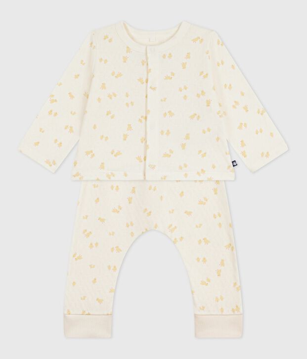 Conjunto de 2 piezas de algod&oacute;n con estampado de pollitos para beb&eacute; crudo/multicolor