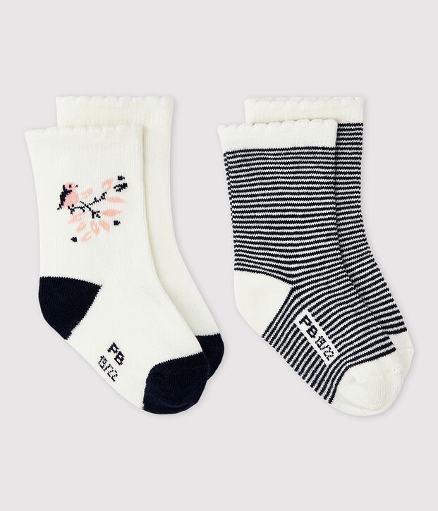 Lote de 2 pares de calcetines con estampado de beb&eacute; ni&ntilde;a multicolor