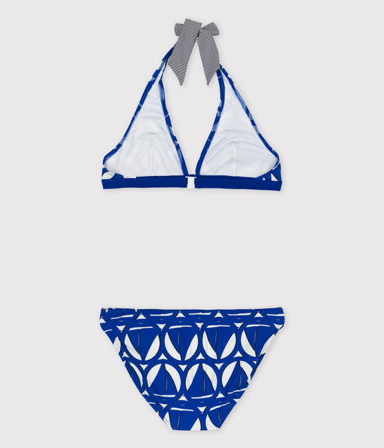 Bañador estampado de 2 piezas para mujer blanco MARSHMALLOW/azul PERSE/ MULTICO