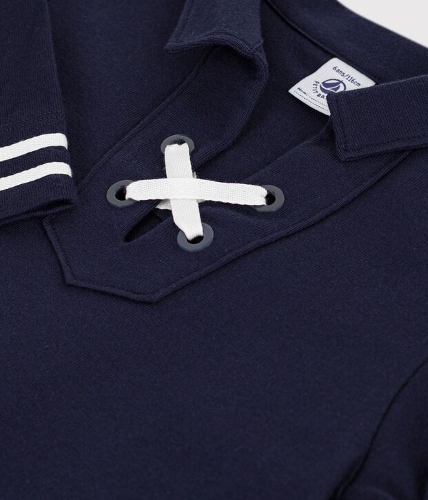 Vestido infantil liso de manga larga de algod&oacute;n SMOKING