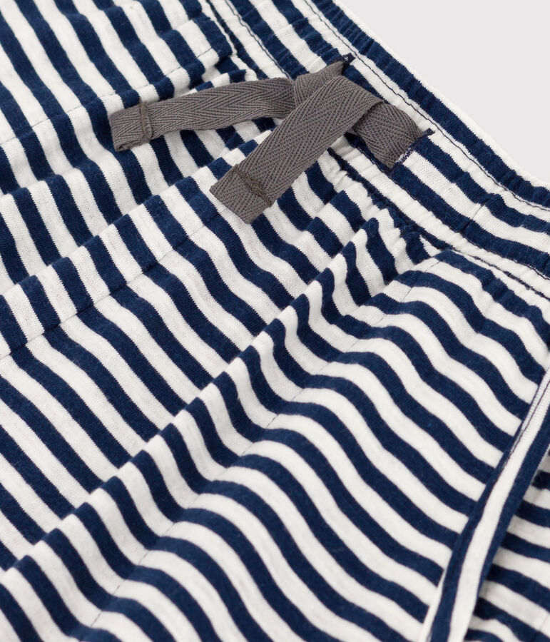 Shorts de punto flameado a rayas para ni&ntilde;a azul/blanco