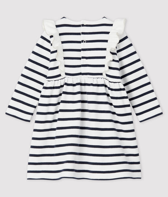 Vestido de manga larga para bebé niña blanco MARSHMALLOW/azul SMOKING
