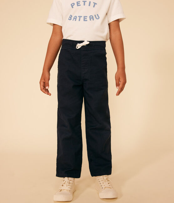Pantalón de tela de algodón para niño azul SMOKING