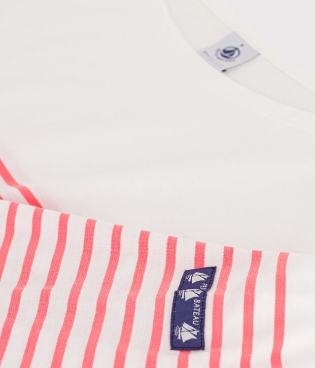 Marinera de algod&oacute;n a rayas para mujer rosa/rosa