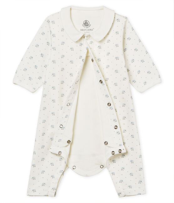 Bodyjama sin pies de punto 1x1 estampado para bebé niño blanco MARSHMALLOW/blanco MULTICO