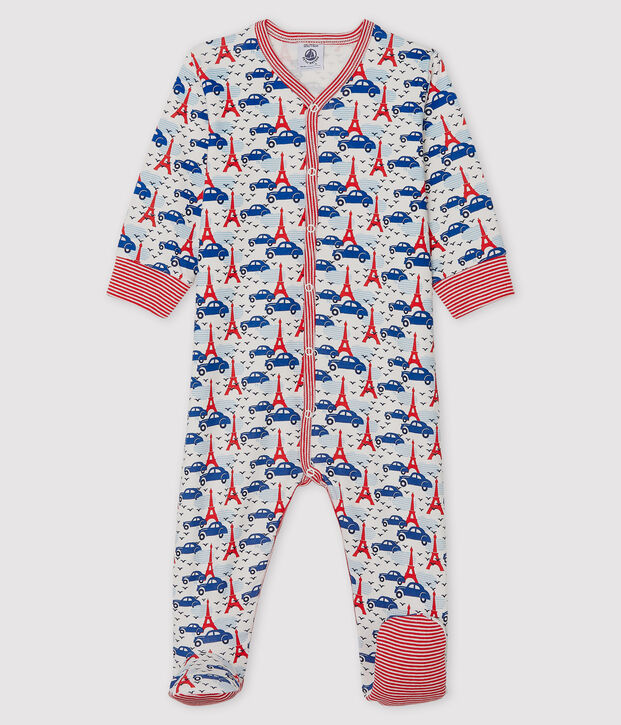 Pelele de punto para beb&eacute; blanco/multicolor