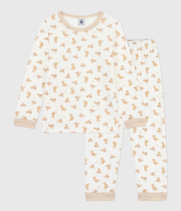 Pijama infantil de terciopelo con estampado de leopardos crudo/multicolor
