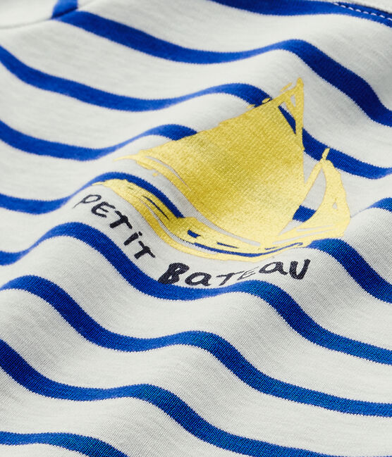 Camiseta de bebé niño con manga corta blanco MARSHMALLOW/azul PERSE