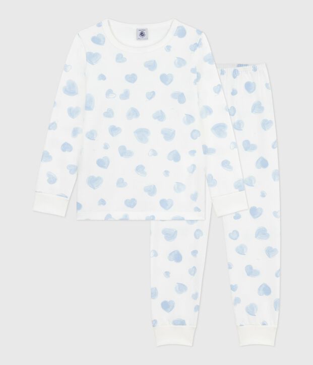 Pijama infantil de felpa con estampado de corazones blanco/multicolor