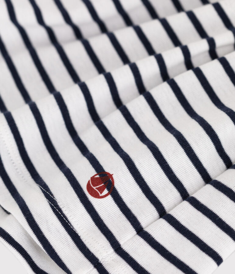 Vestido infantil sin mangas de algod&oacute;n a rayas blanco/azul