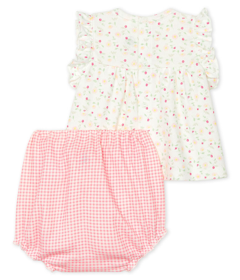 Conjunto 2 piezas para beb&eacute; ni&ntilde;a blanco/multicolor