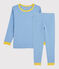 Pijama milrayas de algodón orgánico infantil unisex azul BRASIER/gris MARSHMALLOW