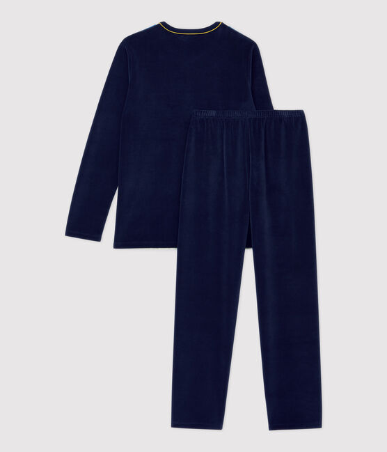 Pijama a rayas de niño de terciopelo azul SMOKING/blanco MULTICO