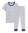 Pijama skates para niño de canalé gris POUSSIERE/blanco MULTICO