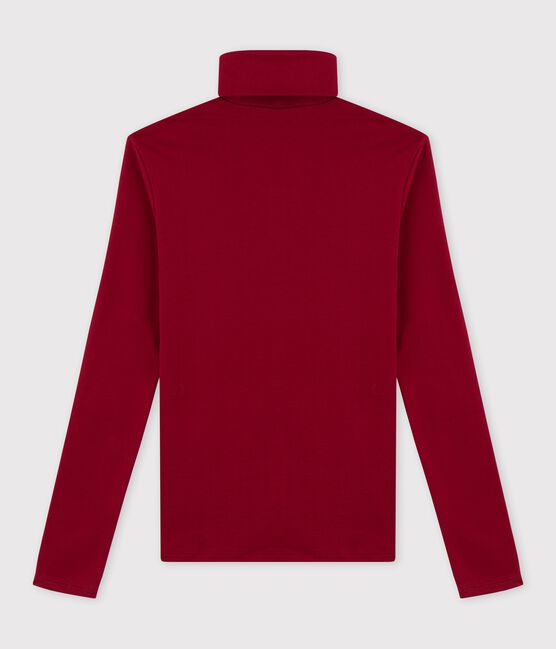 Camiseta de cuello alto emblemática de algodón de mujer rojo SANGRIA