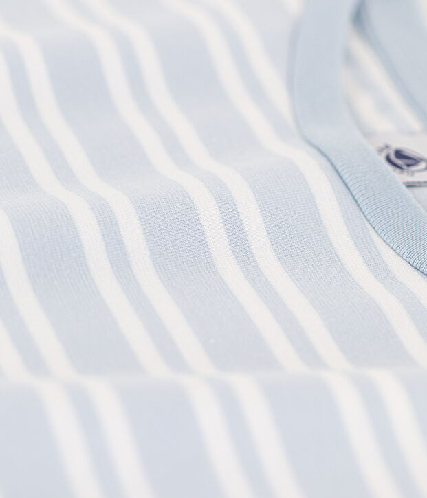 Camiseta LE BOXY de algod&oacute;n para mujer azul/blanco