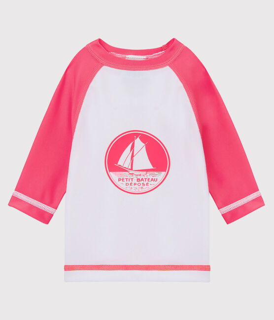 Camiseta anti-UV UPF 50+ para bebé niño/niña blanco MARSHMALLOW/rosa CUPCAKE