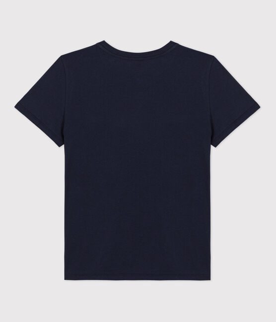 Camiseta LA RECTA de algodón con cuello redondo para mujer azul SMOKING
