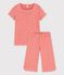 Pijama de manga corta de niña de algodón orgánico rosa PAPAYE/ MARSHMALLOW