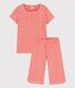 Pijama de manga corta de niña de algodón orgánico