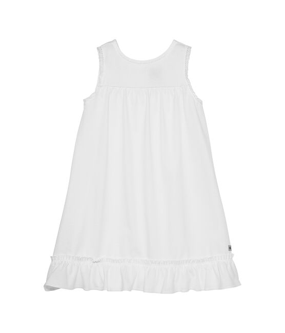 Camisón niña de lunares y acabados en encaje blanco ECUME