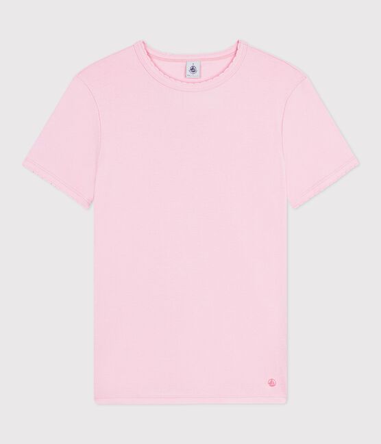 Camiseta lisa de algodón de manga corta para mujer rosa MARQUISE