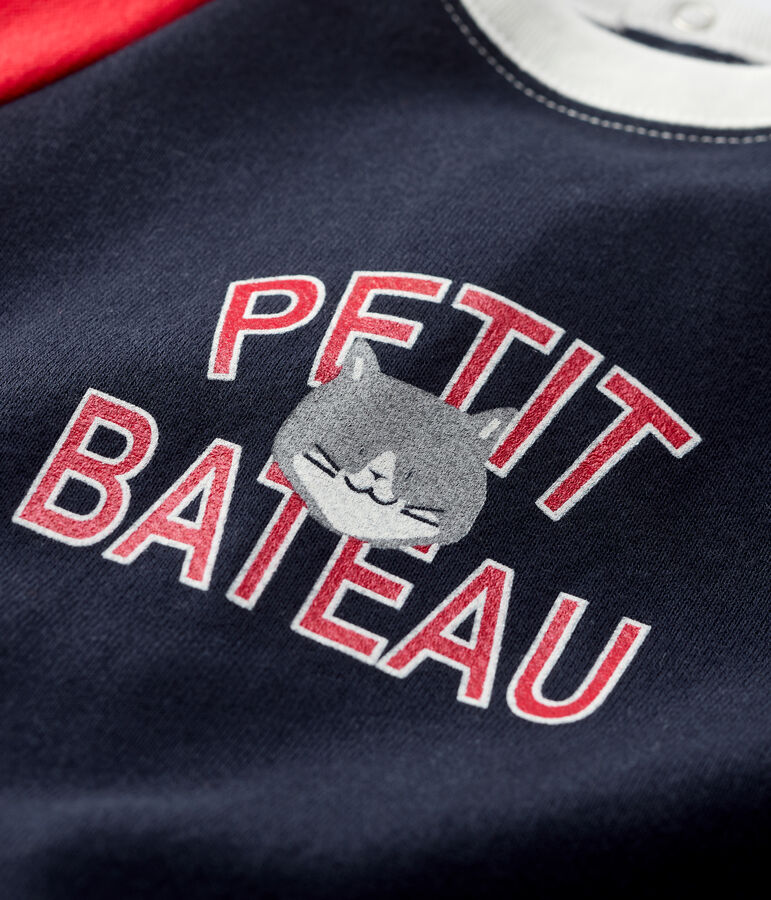 Mono de mulet&oacute;n de beb&eacute;. azul/rojo