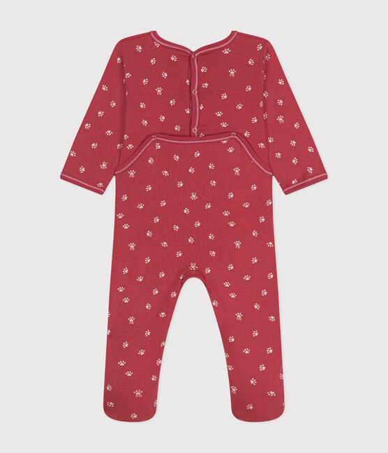 Pijamas de bebé de manga larga de algodón rosa PAPI/beige PANACOTTA