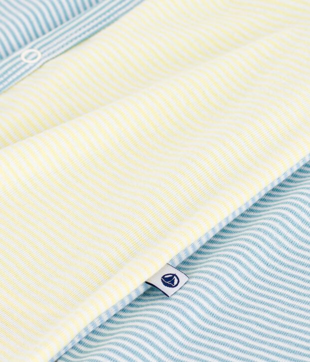 Pijama sin pies de algod&oacute;n con estampado de rayas para beb&eacute; verde/blanco