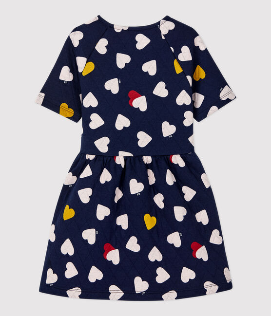 Vestido de manga corta de tejido túbico de niña azul SMOKING/blanco MULTICO