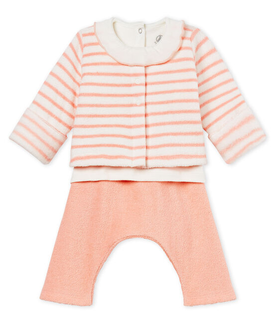 Conjunto 3 piezas para bebé niña blanco MARSHMALLOW/rosa ROSAKO CN
