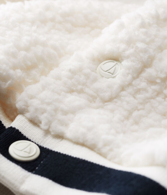 Cárdigan de sherpa de borreguillo para bebé unisex blanco MARSHMALLOW