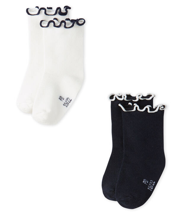 Lote de 2 pares de calcetines hasta la rodilla para beb&eacute; ni&ntilde;a multicolor