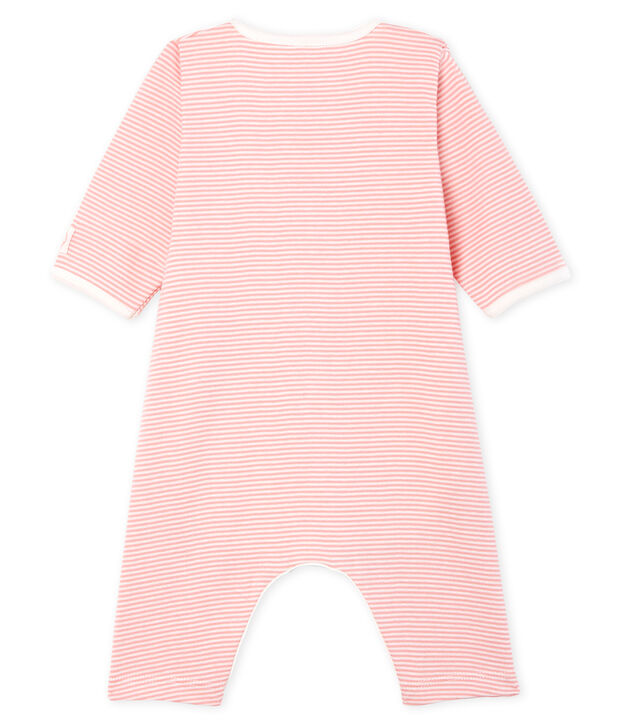 Bodyjama sin pies para beb&eacute; ni&ntilde;a de punto rosa/blanco